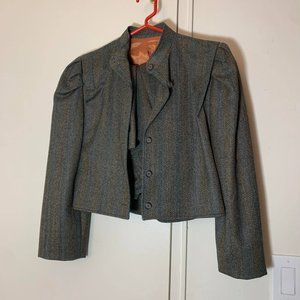 Vintage Brown 100% Wool Skirt & Jacket Suit Set - sz 5